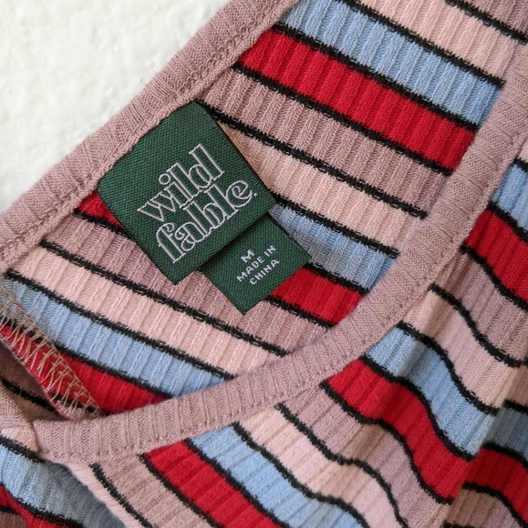 Wild Fable Colorful Striped Ruffled Sleeve Crop Top - Picture 2 of 2